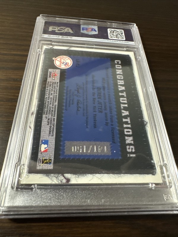 2004 Fleer Patchworks Derek Jeter PSA 9 Game Worn Team Name /150 Pop 2 Patch view 2