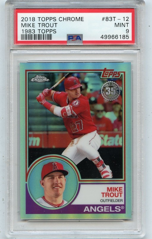 2018 TOPPS CHROME #83T-12 MIKE TROUT "1983 TOPPS" REFRACTOR - PSA 9 MINT (66185)