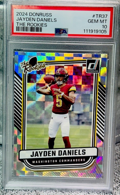 Jayden Daniels PSA 10 ROOKIE PSA GRADED RARE CHECKERBOARD SSP INVESTMENT  CARD view 2