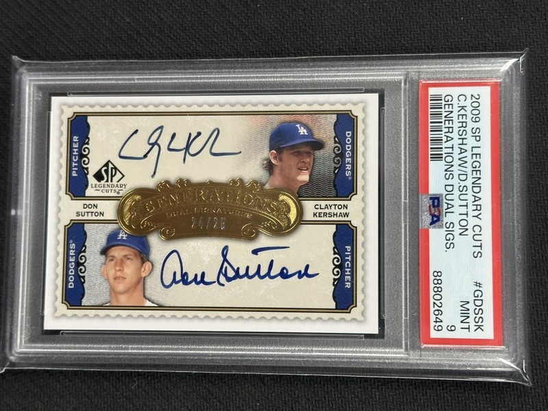 Clayton Kershaw Don Sutton 2009 SP Legendary Cuts Dual Sig Auto PSA 9 #GDSSK /25