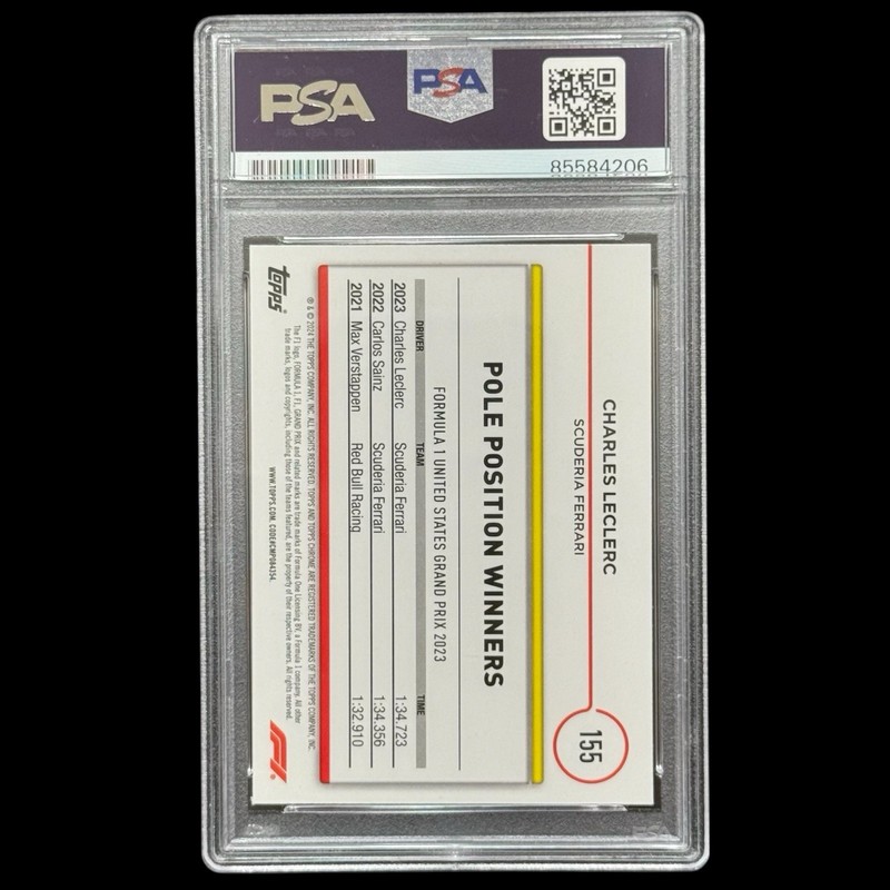 Charles Leclerc 2024 Topps Chrome F1 Aqua Pulsar /150 Auto PSA Authentic view 2