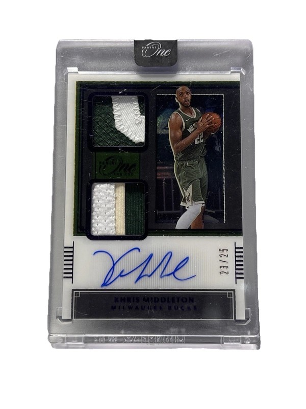 2020-2021 Panini One And One Khris Middleton Patch Auto /25 GAME WORN SEALED 