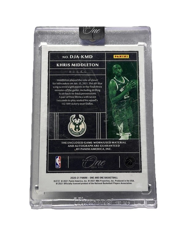 2020-2021 Panini One And One Khris Middleton Patch Auto /25 GAME WORN SEALED  view 2