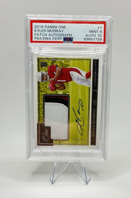 2019 Panini One Kyler Murray Rookie Patch Autograph GAME WORN /125 PSA 9 AUTO 10 view 1