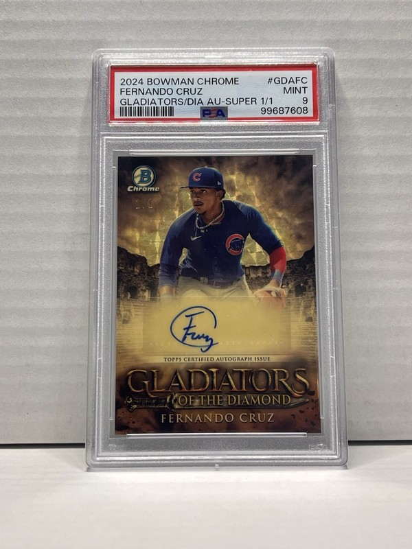2024 Bowman Chrome Fernando Cruz Gladiators Superfractor Auto 1/1 PSA 9 RC CUBS