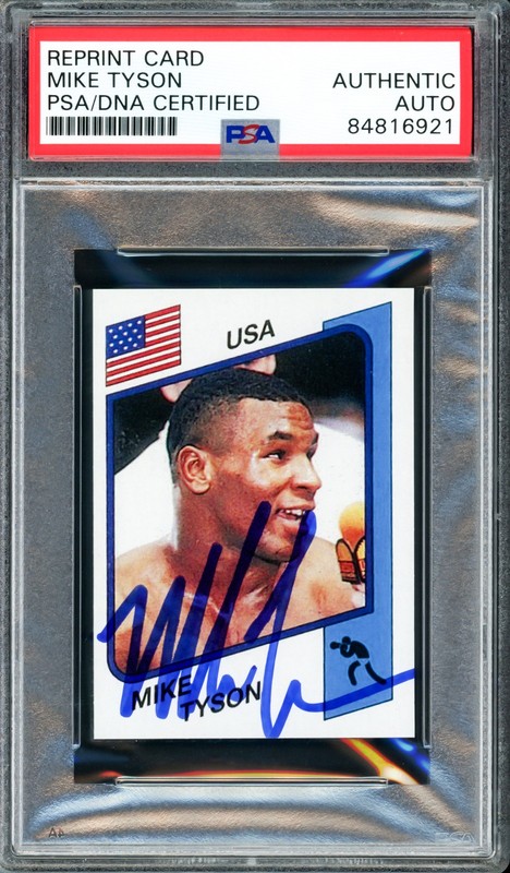 Mike Tyson Signed 1986 Panini Supersport Rookie Retro Reprint RC 153 PSA/DNA