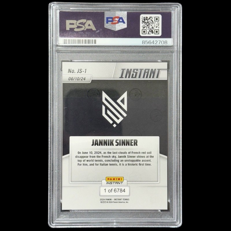 Jannik Sinner 2024 Panini Instant Rookie Auto PSA 10 Autograph RC /6784 view 2