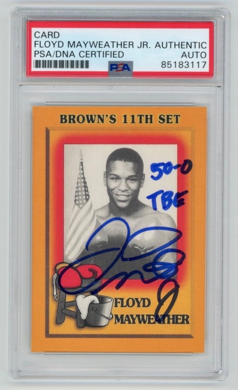 Floyd Mayweather Jr "50-0 TBE" Signed 1997 Brown's Boxing Reprint Card PSA AUTO