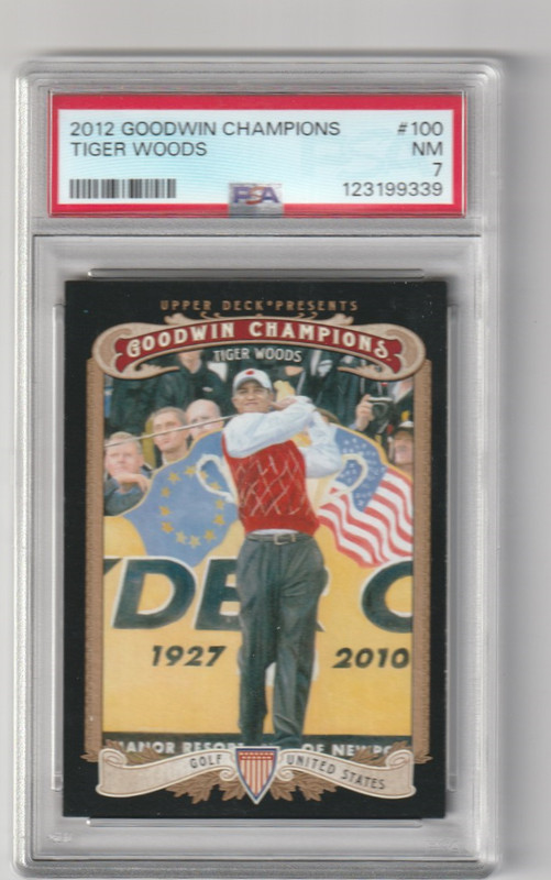2012  UPPER  DECK  GOODWIN  CHAMPIONS  #100  TIGER  WOODS  -  PSA  GRADED  NM  7