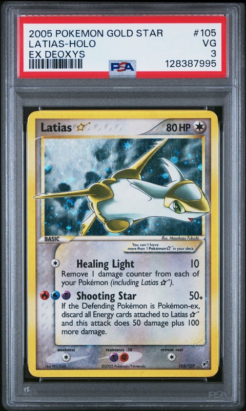 2005 POKEMON GOLD STAR LATIAS HOLO EX DEOXYS #105 PSA 3 VG