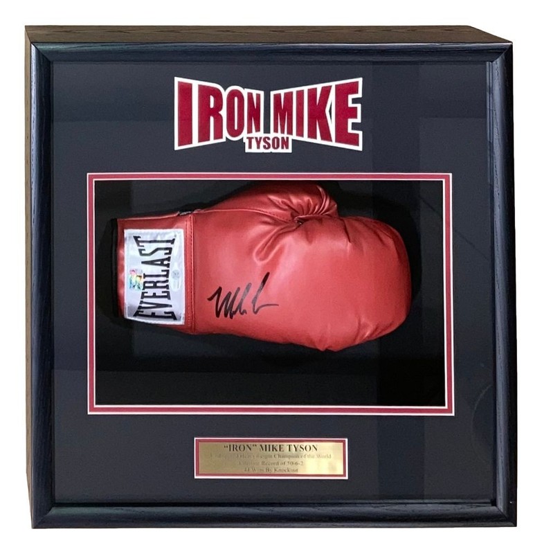 Mike Tyson Signed Red Right Hand Everlast Boxing Glove Shadowbox JSA QR Hologram