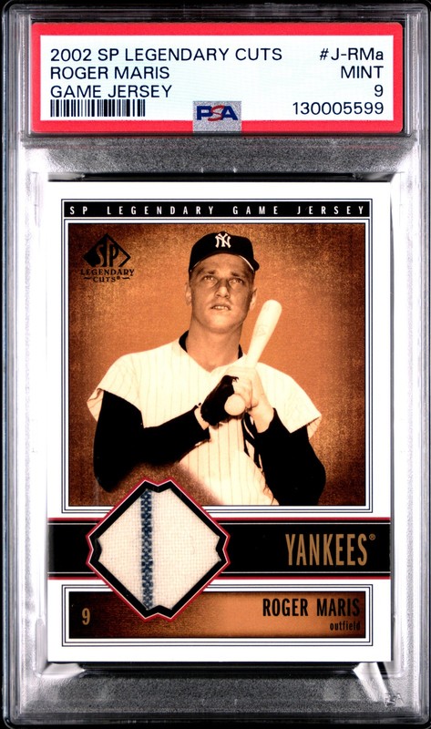2002 SP Legendary Cuts #J-RMa Roger Maris Game Jersey Patch PSA 9