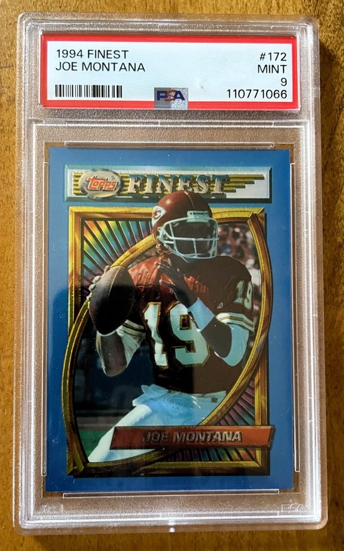 1994 Topps Finest JOE MONTANA #172 PSA 9 MINT Foil Blue Emboss