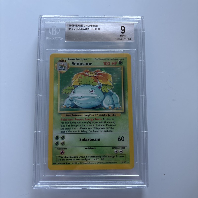 Venusaur #15, Vintage Pokemon, Graded Pokemon Card, BGS 9, Pokemon Card