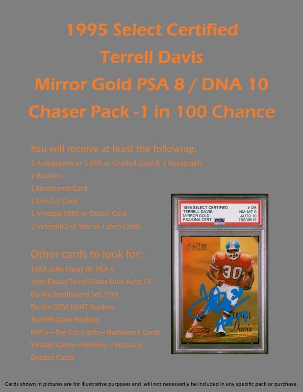 1995 SELECT CERTIFIED MIRROR GOLD TERRELL DAVIS AUTO PSA 8 DNA 10 CHASER PACK