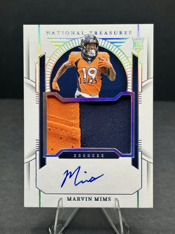 2023 National Treasures Marvin Mims #181 Auto Patch Silver Holo /25 RC Broncos