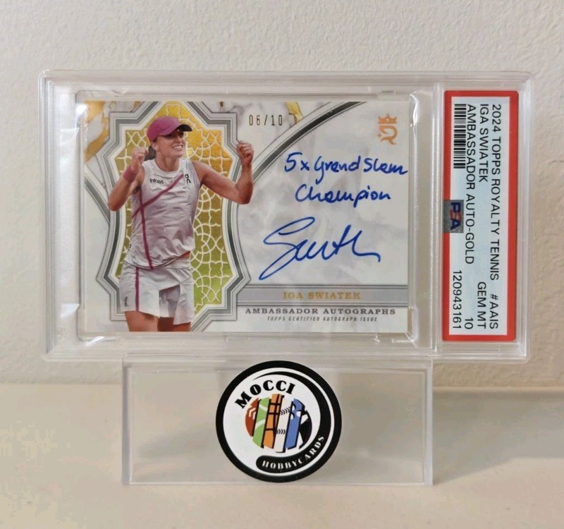 2024 Topps Royalty Tennis AMBASSADOR AUTO Iga Swiatek Gold 06/10 Inscription PSA