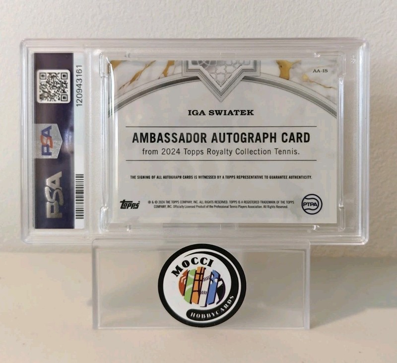 2024 Topps Royalty Tennis AMBASSADOR AUTO Iga Swiatek Gold 06/10 Inscription PSA view 2
