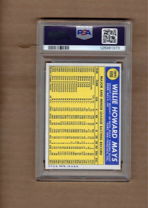 1970  TOPPS  WILLIE  MAYS   #  600   PSA  5 view 2