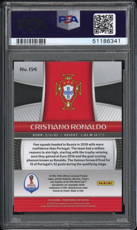 2018 PANINI PRIZM WORLD CUP #154 CRISTIANO RONALDO PSA 10 Portugal  view 2