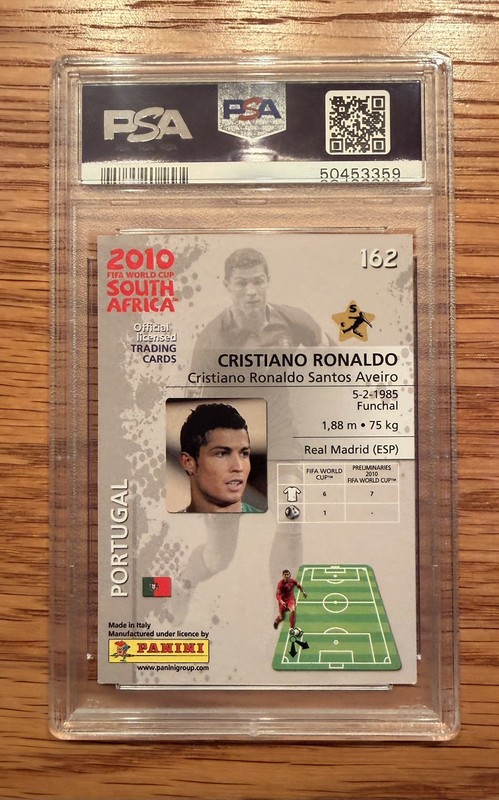 2010 Panini FIFA World Cup South Africa CRISTIANO RONALDO PSA 9 #162 view 2
