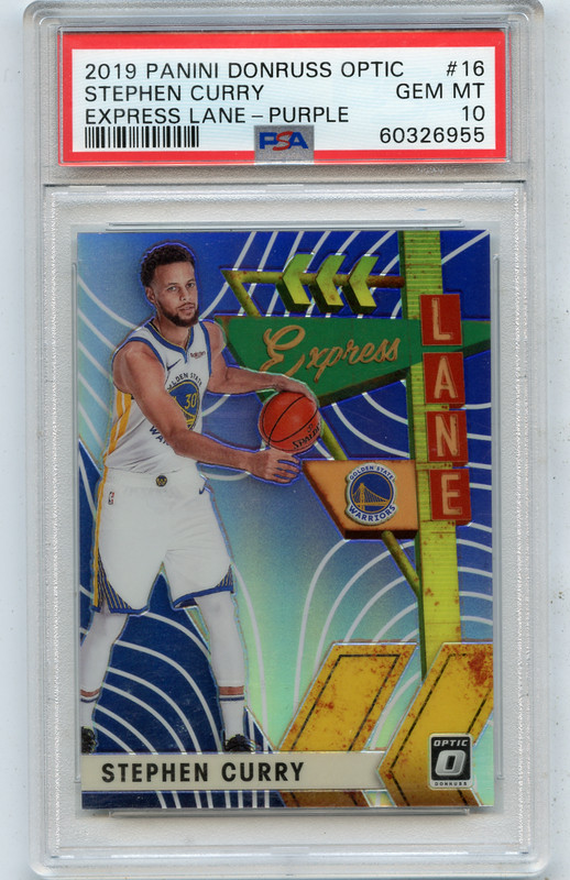 2019-20 DONRUSS OPTIC #16 STEPHEN CURRY "EXPRESS LANE - PURPLE" - PSA 10 (26955)