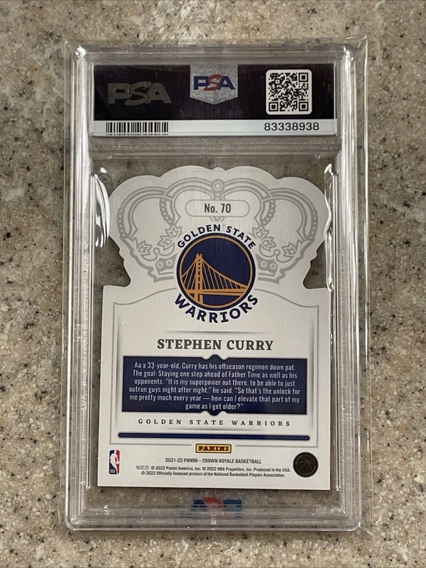 2021 Crown Royale Crystal Blue Stephen Curry PSA 9 (26/99) view 2