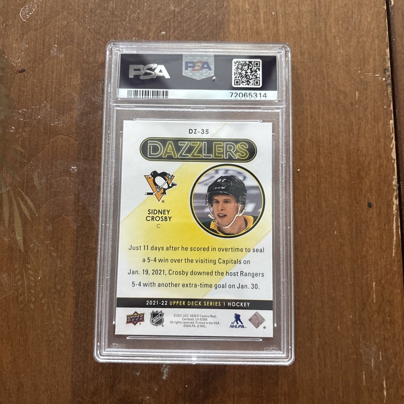 2021-22 Upper Deck Series 1 Dazzlers Orange Sidney Crosby #DZ-35 PSA 10 view 2