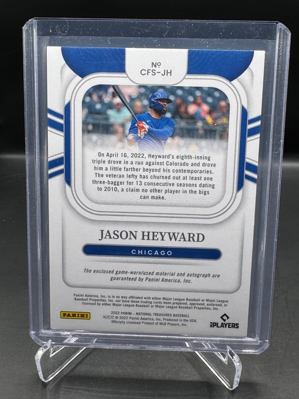 2022 NATIONAL TREASURES!  JASON HEYWARD!  ON-CARD AUTO!  HOLO GOLD!  #/25! RELIC view 2
