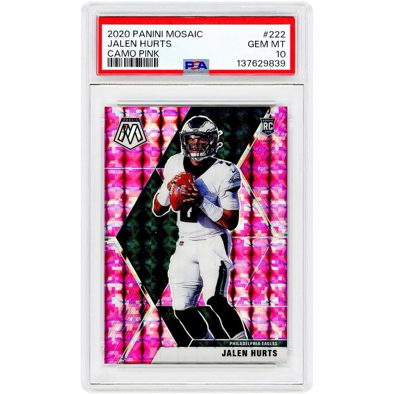 Jalen Hurts Philadelphia Eagles 2020 Panini Mosaic Camo Pink Mosaic #222 PSA 10 