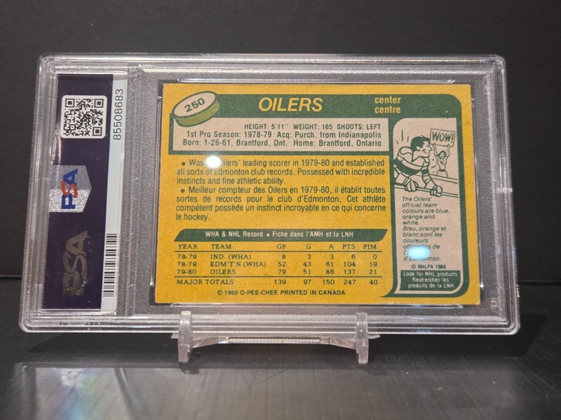 1980-81 O-Pee-Chee Wayne Gretzky 2nd Year #250 PSA 5 Edmonton Oilers HOF view 2