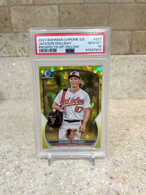 2023 Bowman Chrome Sapphire JACKSON HOLLIDAY SP Yellow /50 Refractor PSA 10