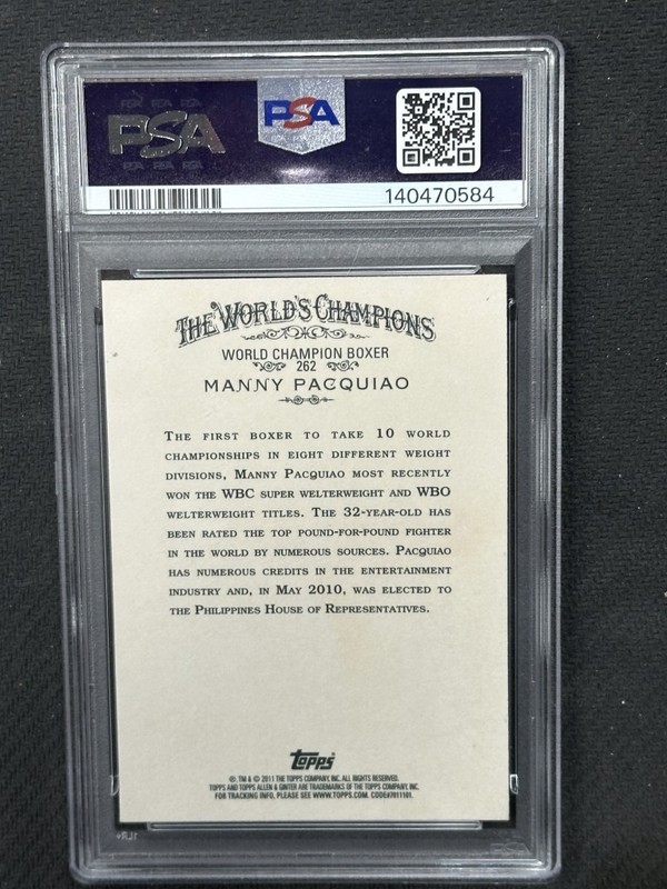 Manny Pacquiao 2011 Topps Allen Ginter Auto Hand Signed PSA 9 Auto 9 #262 view 2