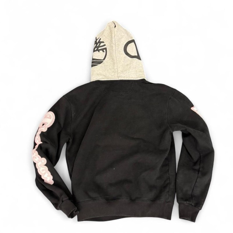 Champion x Timberland Cone Hoodie Black Gray Big Logo Mens Small Heavyweight view 2