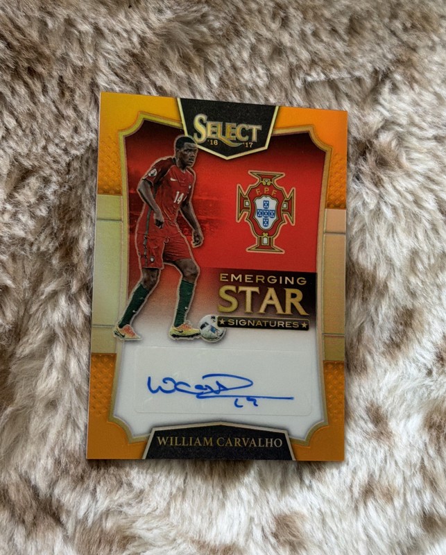 2016 Select William Carvalho Emerging Star Signatures Orange Auto /75 Portugal view 2
