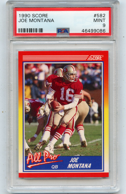 1990 SCORE #582 JOE MONTANA ALL-PRO, SAN FRANCISCO 49ERS, HOF - PSA 9 MINT (086)