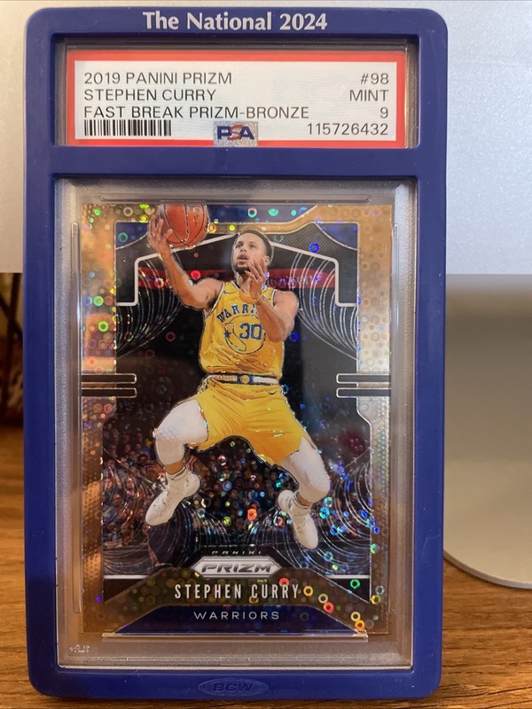 2019 Panini Prizm Stephen Curry Fast Break Prizm-Bronze Psa 9 #98 08/29