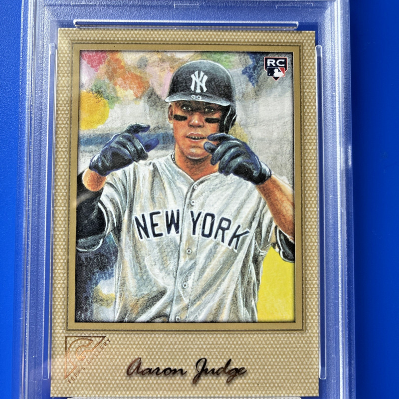 2017 Topps Gallery Portrait Aaron Judge Rookie Card RC #117 Gold Parallel PSA9 view 2