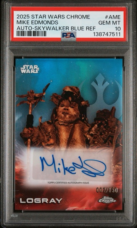 2021 Topps Non-Sport Star Wars Logray Mike Edmonds Auto Blue /150 PSA 10