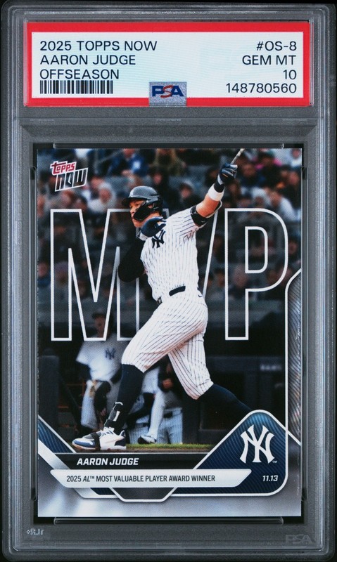 2025 Topps Now Offseason Aaron Judge #OS-8 PSA 10 GEM MINT Yankees MVP