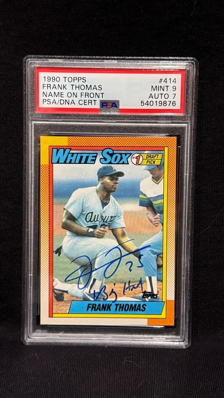 FRANK THOMAS BIG HURT WHITE SOX 1990 TOPPS ROOKIE #414 SIGNED AUTO MINT PSA 9 7 view 1
