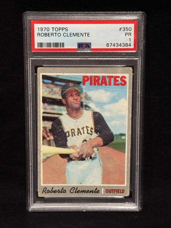 ROBERTO CLEMENTE PIRATES 1970 TOPPS BASEBALL CARD #350 GRADED PR PSA 1