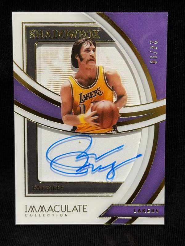 PAT RILEY LAKERS COACH SHOWTIME 2021 22 PANINI IMMACULATE SHADOWBOX AUTO # 24/99