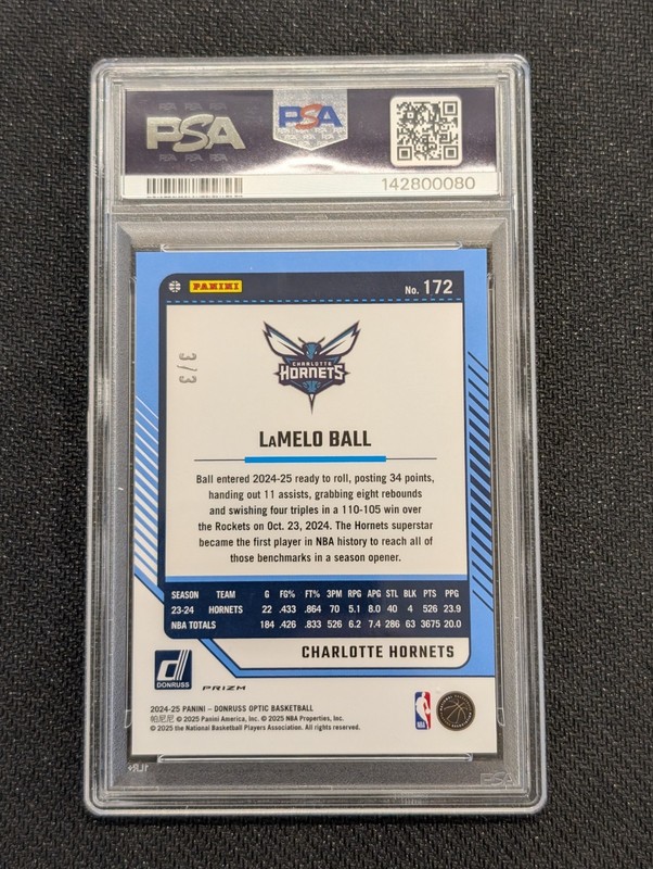 2024 Donruss Optic - Lamelo Ball Black FOTL 3/3 PSA 9 - Charlotte Hornets view 2
