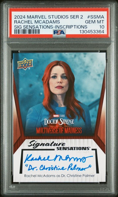 2024 MARVEL STUDIOS 2 RACHEL McADAMS AUTO AUTOGRAPH DOCTOR STRANGE PSA 10 INSCR 