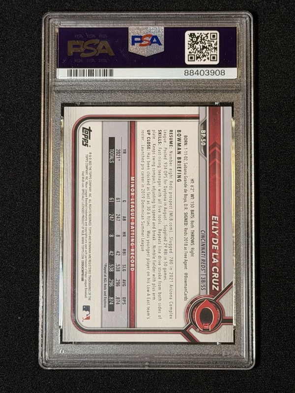 2022 Bowman 1st - Elly De La Cruz GEM MINT PSA 10 #BP-50 (RC) view 2