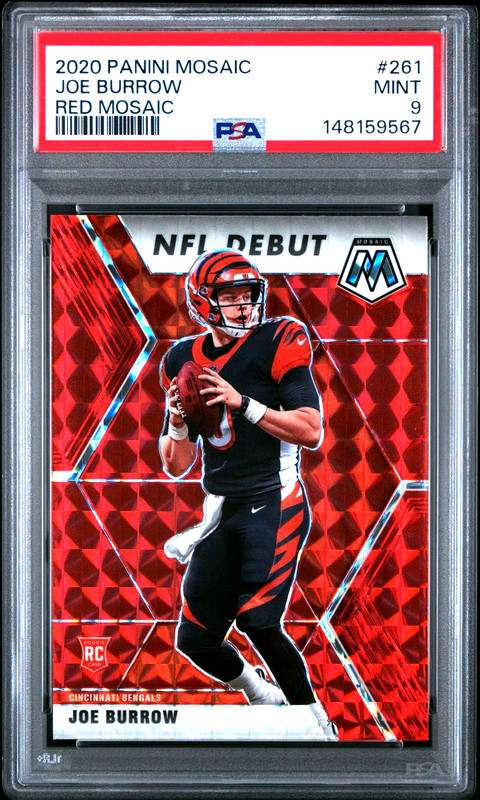 2020 Panini Mosaic Red #261 Joe Burrow Cincinnati Bengals RC MINT PSA 9 *9567