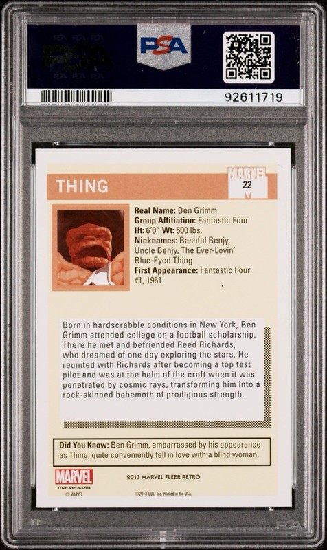 2013 Marvel Fleer Retro 1990 Marvel Universe #22 Thing PSA 9 🔥RARE🔥 view 2