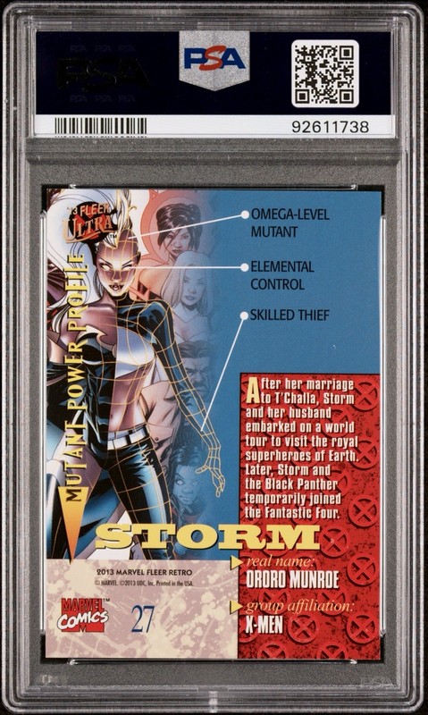 2013 Marvel Fleer Retro Ultra X-Men #27 Storm PSA 10 💎 🌟 VHTF 🔥 POP 1/0^ view 2