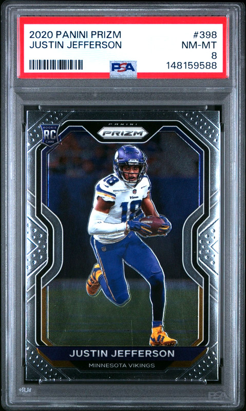 2020 Panini Prizm #398 Justin Jefferson Minnesota Vikings RC NM-MT PSA 8 *9588